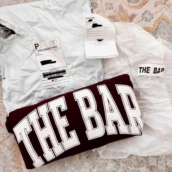 The Bar Varsity Sweatshirt Maroon NWT Same Day Ship - Picture 8 of 8
